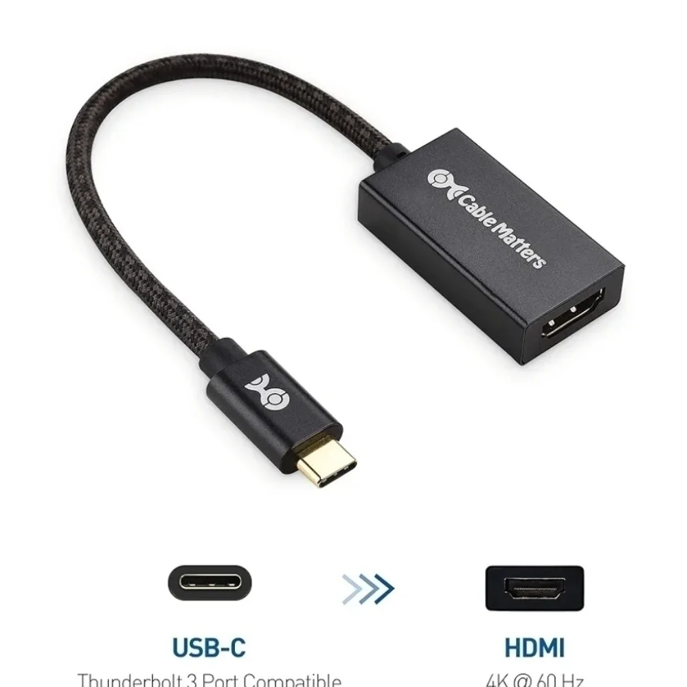 Cable Aluminum USB C to HDMI Adapter, Support 4K 60Hz, 2K 144Hz New